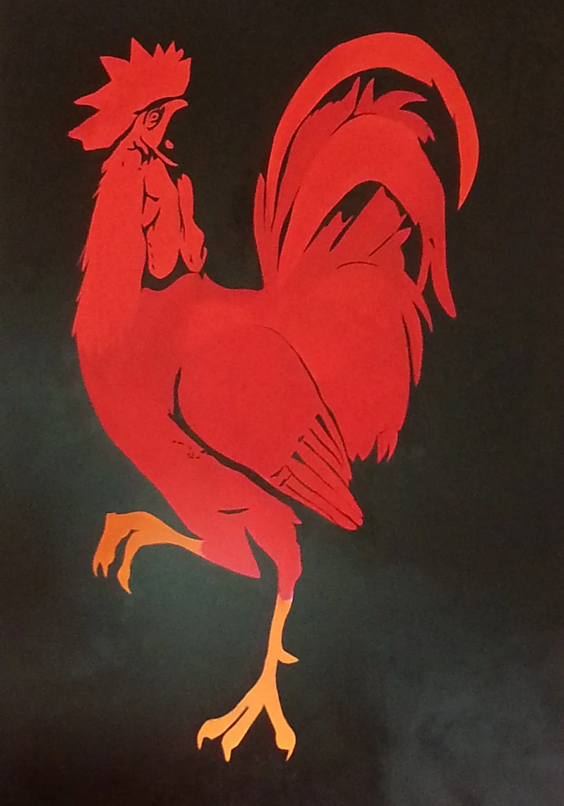Le coq en rouge